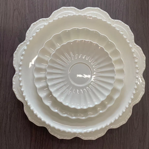 Classic White <b>Ceramics</b> Relief Embossment Irregular Flower 1310.5 8 6.5 Inch - Product Image 2