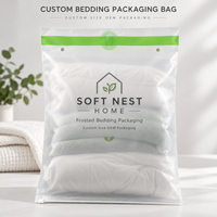 Sacs d'emballage personnalisés en PE dépoli pour literie avec fermeture éclair coulissante au bas pour draps, housses de couette, taies d'oreiller OEM