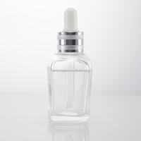 Flacons compte-gouttes carrés en verre transparent de luxe 10ml 20ml 30ml 50ml 100ml pour emballage de cosmétiques, huiles essentielles et sérums pour la peau