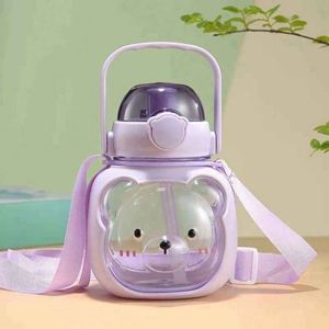 Cartoon Rabbit Plastic Water <b>Bottle</b> 900ml Large Capacity Portable Strap Adults Camping Drop-proof High Temperature Resistant - Product Image 4
