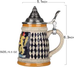 Para <span class=keywords><strong>Stanley</strong></span> Steel Germany 7L Oktoberfest Tankard Jarra de cerveza con <span class=keywords><strong>tapa</strong></span> de Peltre y Cuerno para vino Regalo del Día del Padre - Product Image 4