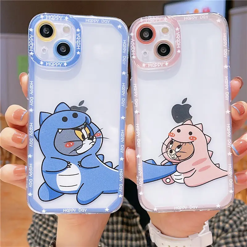 Cartoon Cat and Mouse couple phone case for personalized iphone cases iphone13/12/11 Angel Eyes soft case XS/XR transparent 7/8P