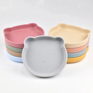 Wholesale <b>Cute</b> <b>Bear</b> Shape Silicone Baby Plate Set With Suction Bpa Free Food Grade Dishwasher Safe for Kids Dining - Product Image 2