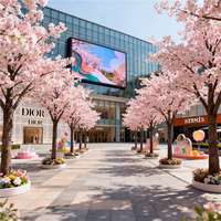 Pohon Bunga Sakura & Persik Buatan Besar Berkualitas Tinggi dengan Bunga Kain, Tanaman Hijau Indoor untuk Dekorasi Desain Pusat Perbelanjaan, Berpatent