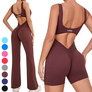 OEM ODM Women's Summer Bodysuit Loose Fit One Piece <b>Yoga</b> Jumpsuit with Formal Features Hollow Backless Butt Lift Workout - Product Image 2