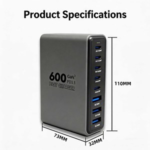 600W GaN Desktop Fast Charger 6 USB Ports PD3.1 Universal Laptop Tablet Phone Charging Station - Product Image 5
