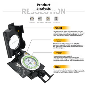 Boussole géologique Lensatic, haute précision, métal, étanche, cadran lumineux, équipement <span class=keywords><strong>de</strong></span> randonnée, camping, orientation, survie en plein air - Product Image 2