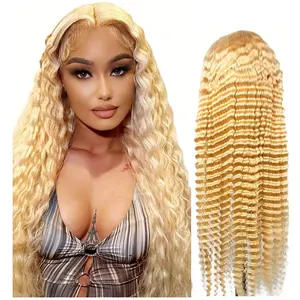 Cheap 613 Blonde Pre Plucked Brazilian Virgin Human Hair 13x4 HD Transparent Lace Front Wigs With Baby Hair