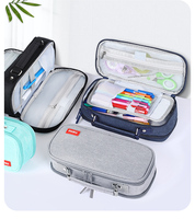 Trousse à crayons double couche en tissu Oxford, grande capacité, organisateur de papeterie, pochette à stylos à double fermeture éclair, sac de rangement pour fournitures scolaires