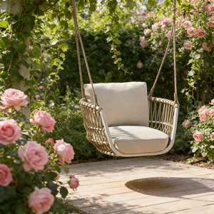 Fauteuil suspendu de balcon nordique, <span class=keywords><strong>hamac</strong></span> en corde tissée à la main, chaise suspendue pour jardin extérieur, villa, salon - Product Image 4