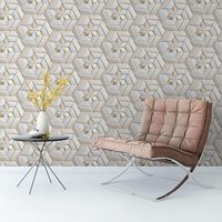 Papier peint PVC UDK à motif géométrique blanc avec adhésif intégré et design imperméable en relief profond pour la décoration de la maison en DIY