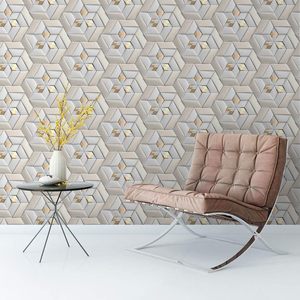 UDK <strong>White</strong> Geometric Pattern PVC <strong>Wallpaper</strong> with Self-Adhesive and Deep <strong>Embossed</strong> Waterproof Design for DIY Home Decoration - Product Image 5