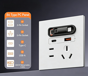 Prise murale PC de type 86 du groupe YuHe avec 1 prise AC, 1 port USB Type-C, câble rétractable intégré, style moderne - Product Image 2