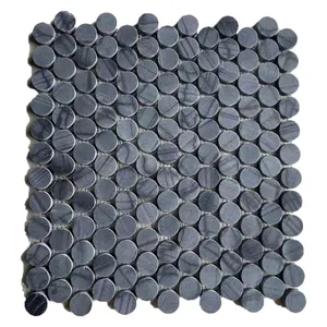 좋은 폴란드어 도리스 바닥 사용 직경 23 또는 25 mm에 대한 벽 페니 라운드 회색 자연석 대리석 모자이크
