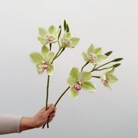 Bunga Anggrek Cymbidium Buatan Tangan 3 Tangkai dari Sutra, Buket DIY untuk Dekorasi Pernikahan, Pesta, Meja, Vanda, Aksesoris Dekorasi Rumah