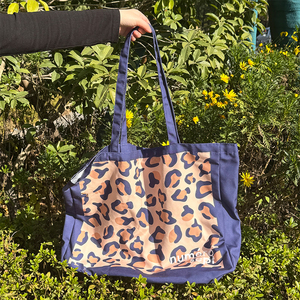 Bolsa de Mano de Lona de Algodón con Estampado de Logotipo Personalizado, Bolsa de Compras Reciclable, Bolsa de Regalo, Bolsa de Hombro con Estampado Completo de Leopardo, Bolsa de Moda de Lona - Product Image 2