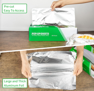 Feuilles de papier d'aluminium gaufré pré-découpées en rouleau, 200 unités, pour usage domestique et traiteur - Product Image 1