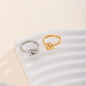 Zierlicher Schlussverkauf defekterfarbener 18K echter Goldplattiert Doppellinie Knopf Block Fingerring für Damen für Liebe Versprechen - Product Image 3