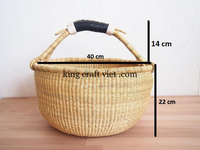 Vente en gros de panier Bolga en jonc de mer fait main Prix bon marché panier de pique-nique en paille panier de rangement en osier Organisation fabriquée au Vietnam