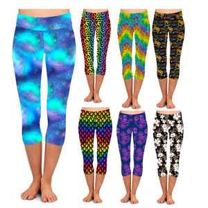 Nouvelle vente de leggings <span class=keywords><strong>capri</strong></span> imprimés taille haute bleu aurore pour femmes - Product Image 1