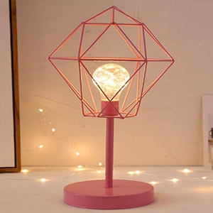 Led geometría clásico moderno marco de hierro forjado lámpara de mesa de 4 tipos de modelos de batería decoración mesa Luz - Product Image 1