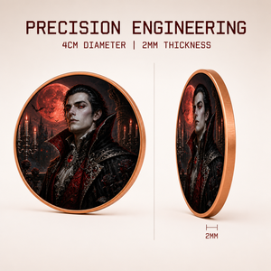 Pièce Commémorative <span class=keywords><strong>Vampire</strong></span> Héritage de Minuit - Pièce de Cuivre de Collection 40mm - Pièce d'Art Gothique Dracula pour Cadeau et Décoration - Product Image 3
