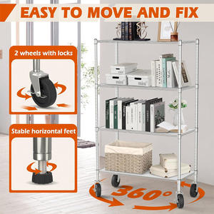 크롬 4 선반 선반 장치 및 선반 라이너 조절 가능한 마텔 와이어 선반 유닛 랙 - Product Image 5