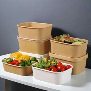 Tazón de Papel Desechable Rectangular Blanco Personalizado a Precio Económico para Ensaladas, Arroz y Sopa con Tapa - Product Image 6