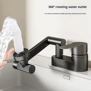 Rubinetto a doppio foro in ottone stile moderno <span class=keywords><strong>per</strong></span> il bagno lavabo acqua calda acqua fredda valvola miscelatore vecchio stile a tre fori testa del rubinetto - Product Image 5