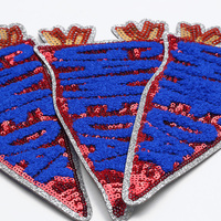 Patch en chenille de haute qualité avec sequins, thermocollant, brodé, pour chapeaux, sports, baseball et football