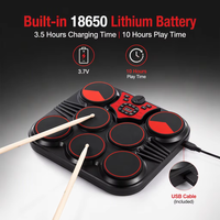 Kit de batterie électronique portable, pad de batterie de bureau sensible à la vitesse