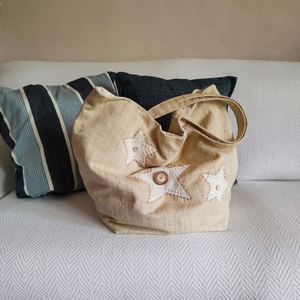 กระเป๋าผ้าแคนวาสกันน้ำขนาดใหญ่ลายดาว กระเป๋าถือสำหรับผู้หญิงเดินทางไปเที่ยวทะเล ทนทาน ใช้ซ้ำได้ เหมาะสำหรับฤดูร้อนและฤดูใบไม้ร่วง - Product Image 4