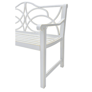 Banc de jardin extérieur en fer et acier avec dossier et accoudoirs, assise à lattes pour cour et véranda - Product Image 4