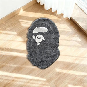 Ape Head <strong>Rug</strong> <strong>Hypebeast</strong> Logo Shape Carpet Dark Grey Aesthetic Soft Area <strong>Rug</strong> for Modern Home Decoration - Product Image 1