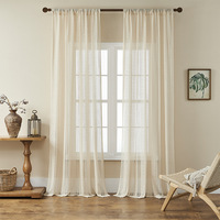Rideau Voilage Jacquard Bohème en Dentelle à Passe-Tringle, Filtre Lumière, Décoration Intérieure Chambre Style Ferme, Vente en Gros Usine