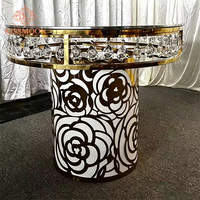 Table à gâteau de mariage de haute qualité, de forme ronde, moderne, luxueuse, avec dessus en verre