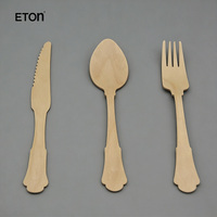 Ensemble d'ustensiles en bois de bouleau compostables robustes de 200 mm, élégants, vintage, baroque, jetables, écologiques, pour la restauration
