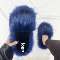 Nouvelles pantoufles en fausse fourrure de renard 2024 pour femmes, hiver, peluche, chaudes, semelle plate, fourrées, mignonnes, pantoufles pour femmes