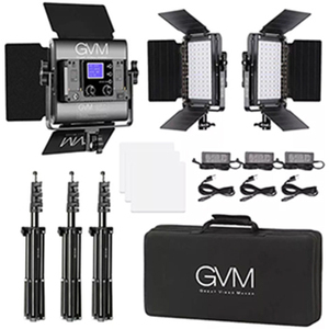 3 paquetes <span class=keywords><strong>GVM</strong></span> 800D RGB LED iluminación de fotografía 3200K-5600K 8 tipos Kit de iluminación de vídeo de escena con Control de aplicación para estudio de YouTube - Product Image 1