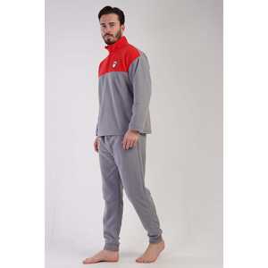 ชุดนอนผู้ชายแขนยาวมีซิป คอปกผ้าฟลีซ แบบเปิดไหล่ พร้อมแขนเสื้อแบบมีจีบและกระเป๋าเสื้อคลุมด้านนอก - Product Image 2