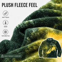Veste polaire Sherpa personnalisée tie-dye épaisse et décontractée avec broderie de lettres et col ouvert, modèle unisexe, fabrication sur mesure