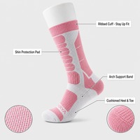 Chaussettes de ski multicolores rembourrées jusqu'au genou, chaussettes de snowboard avec coussinets pour le talon et soutien de la voûte plantaire, chaussettes de sport d'hiver montantes au-dessus du mollet