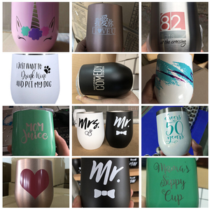 Custom Cocktails Egg Shaped Coffee Mug Stainless Steel Insulated Cups Powder Coating 12oz Stemless Wine <strong>Glass</strong> <strong>Tumbler</strong> with Lid - Product Image 6