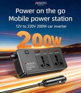 Yesido VC07 12V naar 200V onafhankelijke schakelaar meerdere beveiligingen USB QC3.0 + Type-C PD snelladen 200W auto-omvormer - Product Image 2