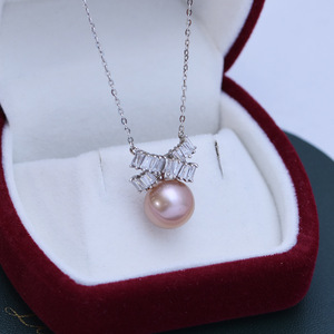 Collar de Plata S925 con Colgante de Perla Blanca de Agua Dulce de 11-12 mm, con Luz Intensa y Pequeños Defectos, Cadena para Clavícula, Joyería Elegante con Incrustaciones - Product Image 1