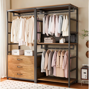 Porte-vêtements de placard - Porte-vêtements sur pied pour chambre - Dressing - Étagère - Porte-vêtements métallique - <span class=keywords><strong>Armoire</strong></span> ouverte combinable - Product Image 3