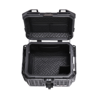 Boîte arrière de moto en aluminium noir 45L, fournie par l'usine, coffre de moto étanche, boîte supérieure de moto