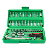 46 Uds herramienta de reparación de automóviles de acero Llave de trinquete Caja de Herramientas Kit de reparación de manga de coche conjunto de herramientas de vehículo Hardware Juego de Herramientas de emergencia