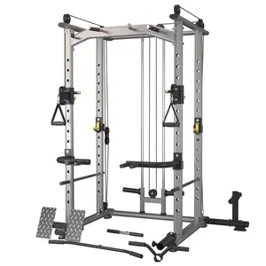 Máquina multifuncional de aço para musculação, musculação, treinamento de força no peito e pernas, pesos de agachamento e gaiola de treinamento Smith