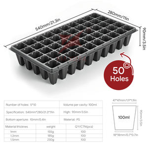 Plateau de propagation en PS durable à 50 alvéoles, écologique, <span class=keywords><strong>pour</strong></span> <span class=keywords><strong>semis</strong></span> en serre et en ferme - Product Image 3